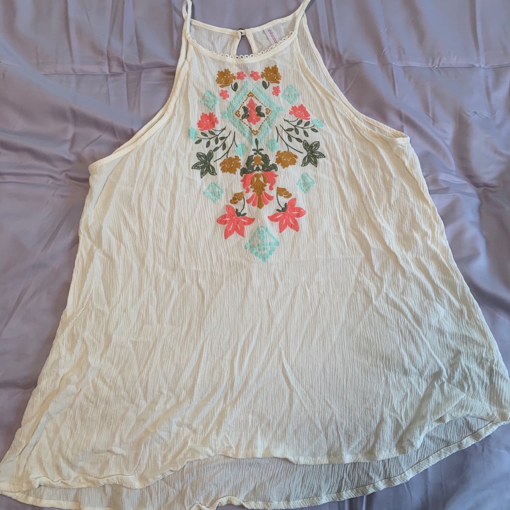 Xhilaration XL Cream Floral Tank